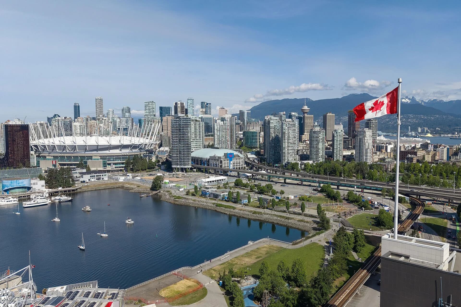 Downtown Vancouver skyline across False Creek — MS Moving serves Metro Vancouver